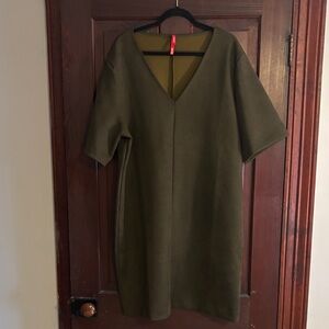 SPANX Olive Green Faux Suede Dress 3X